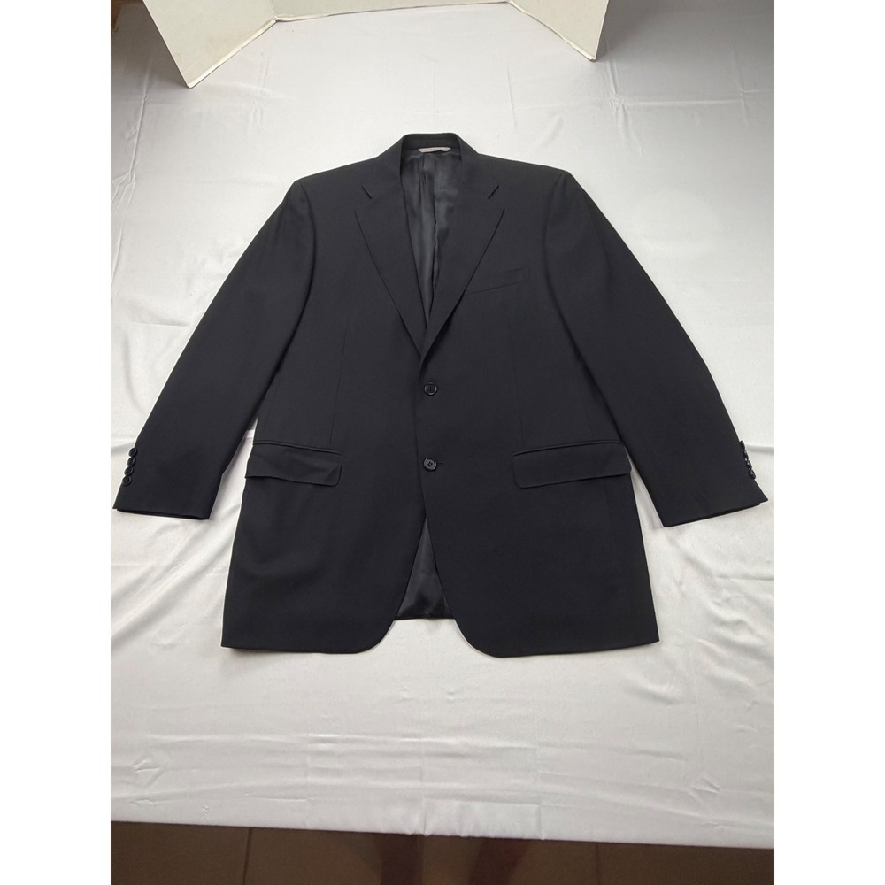 Canali Blazer Mens 44L Black Travel Water Resistant 2 Button Sport Coat‎ Italy